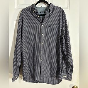 Nautica “Sanded Poplin” White and Red Vertically Pinstriped Button Down Shirt